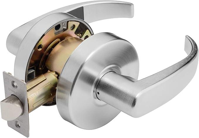 Dynasty Hardware Spartan Design Passage Door Lever Lockset, ADA Compliant, Grade 2 Heavy Duty Non-Locking Handle for Hallway or Closet Use, Satin Chrome Finish, Model SPA-30-26D - ModernBath