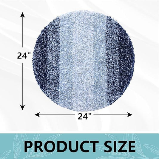 Arotive Microfiber Bathroom Rugs, Shaggy Soft and Absorbent Bath Rug, Non-Slip, Thick Plush Machine Washable Dry Bath Mats for Bathroom, Tub and Shower, 24x24, Dark Blue, Round - ModernBath