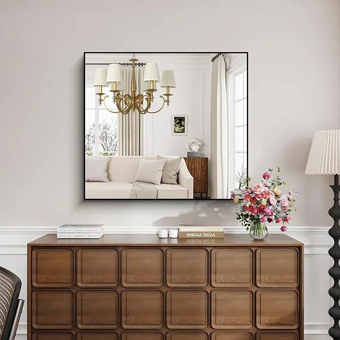 KOCUUY Bathroom Mirror 36"x40", Black Bathroom Mirrors for Over Sink, Shatterpoof Large Vanity Mirror, Metal Framed Black Wall Mirror for Bedroom Living Room and Entryway (Horizontal/Vertical) - ModernBath
