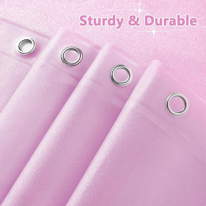 Seenus Waterproof Plastic Dreamy Pink Glitter Shower Curtain, Sparkle PEVA Shower Curtain Liner with 3 Large Magnets, 72 x 72 inch Blingbling Shimmery Bathroom Décor Shower Curtain Rose Pink - ModernBath