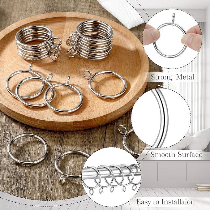 Maitys 100 Pcs Metal Curtain Rings with Eyelet 1.5-inch Inner Diameter Eyelet Curtain Rings for Drapery Clips Hooks for Sliding Window Bathroom Door Shower Rod (Silver) - ModernBath