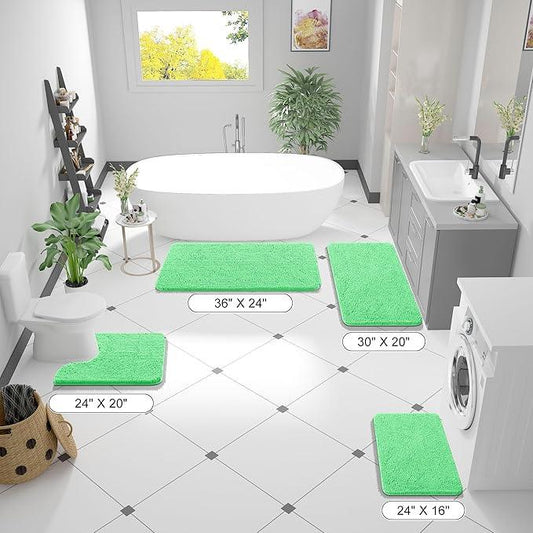 OLANLY Bathroom Rugs 24x16, Extra Soft Absorbent Chenille Bath Rugs, Rubber Backing Quick Dry, Machine Washable Bath Mats for Bathroom Floor, Tub and Shower, Home Decor Accessories, Mint Green - ModernBath