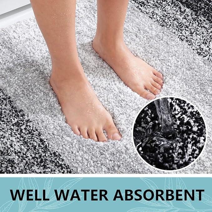 Arotive Microfiber Bathroom Rugs, Shaggy Soft and Absorbent Bath Rug, Non-Slip, Thick Plush Machine Washable Dry Bath Mats for Bathroom, Tub and Shower, 47x24, Black, Rectangular - ModernBath