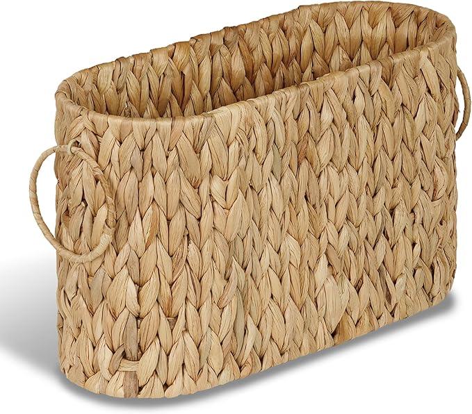 efluky Toilet Paper Storage Basket, Water Hyacinth Slim Toilet Paper Holder- Holds Up to 9 Mega Rolls, Home Bathroom Decor Organizer - ModernBath