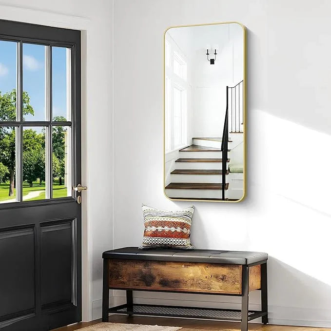 Gold Bathroom Mirror,24x48 inch Wall Mirror for Bathroom Wall Mounted,Round Rectangle Mirror for Bathroom Over Sink,Modern Frame for Home Decor Living Room,Bedroom Entryway,Horizontal/Vertical - ModernBath