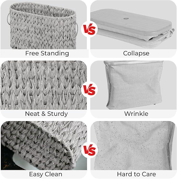 GRANNY SAYS Toilet Paper Storage, Toilet Paper Basket for Bathroom, 6 Mega Rolls Organizer Free Standing, Wicker Basket for Bathroom Storage, Grey - ModernBath