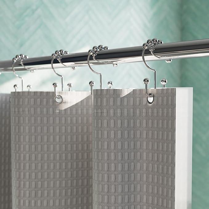 Zenna Home Shower Curtain Hooks, Chrome, Set of 12 – Premium Shower Curtain and Liner Rings with Double Roller Glide and Double-Sided Design – Rust Resistant - ModernBath