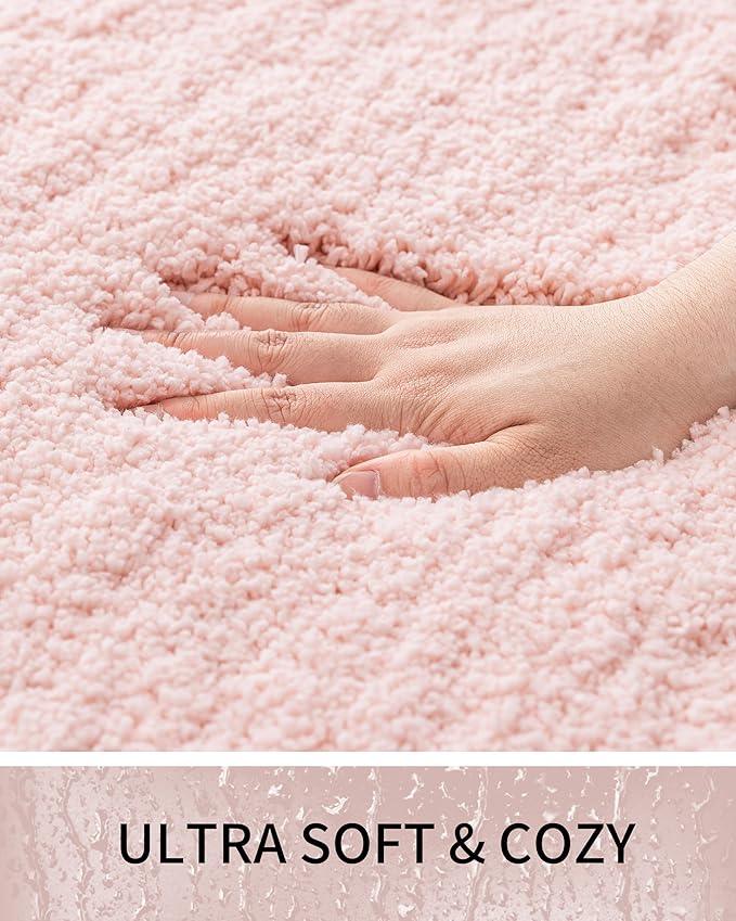 Ruggnovea Bathroom Rugs Non Slip Washable 36x24, Ultra Soft Thick Shaggy Absorbent Bath Mats, High Density Foam Latex Non Slip Backing Bath Rugs, Microfiber Bath Mats for Bathroom Floor&Sink,Pink - ModernBath