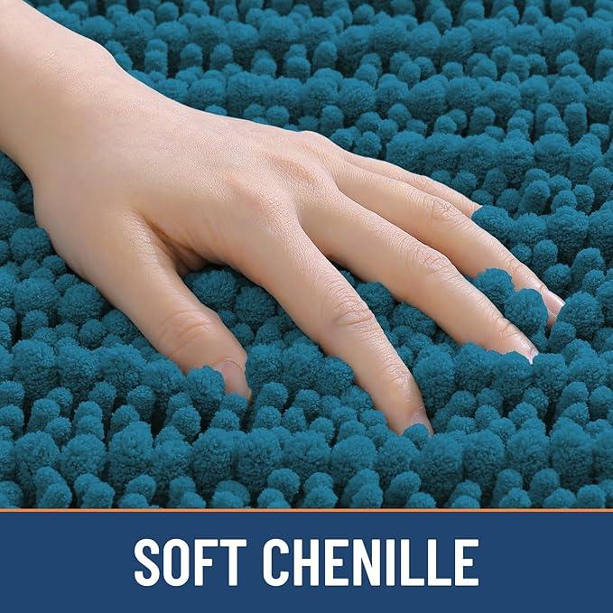 Smiry Bathroom Rugs Mat 44x24, Extra Soft Absorbent Chenille Bath Rugs, Non Slip Rubber Backing Machine Washable Quick Dry Bath Mats for Bathroom Floor, Tub, Shower, Home Accessories, Peacock Blue - ModernBath