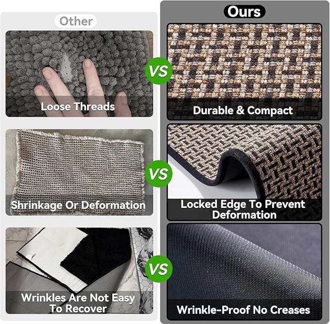 YDKGL Bath Mat Rug-Ultra Thin Non Slip Bath Mats for Bathroom Mat Quick Dry, Rubber Backing Washable Bathroom Rugs Fit Under Door, Absorbent Bath Rugs,Shower Outside,Sink Black 16"x24" - ModernBath