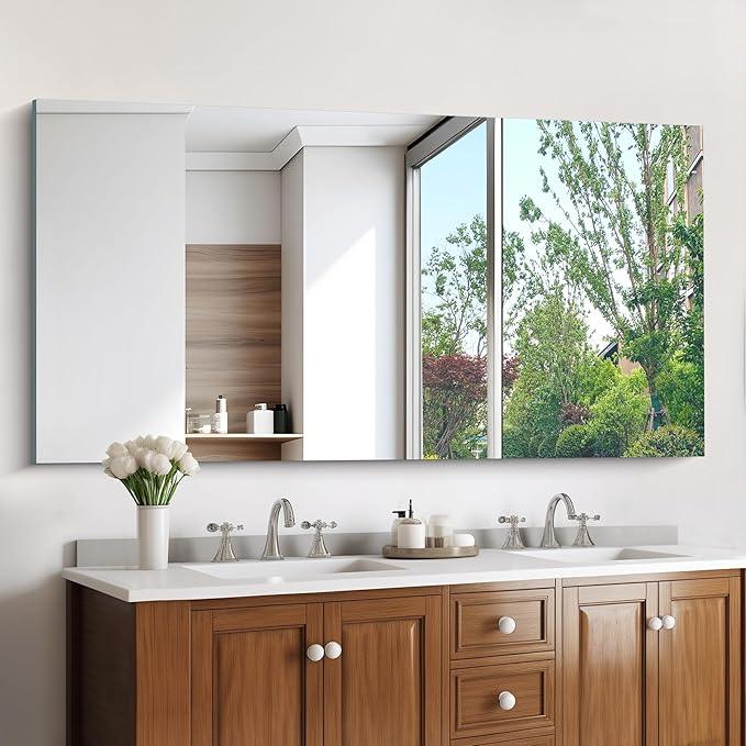 KOCUUY Large Frameless Mirror, 60x30 Inch Rectangle Bathroom Vanity Mirror for Over Sink, Upgraded Shatterproof Unframed Design for Bedroom, Living Room, Entryway - ModernBath