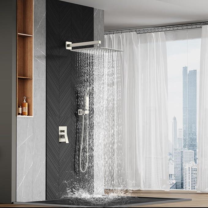 SR SUN RISE Shower Faucet - 16 Inch Rain Shower System - All Metal Shower Fixtures - Brushed Nickel - ModernBath