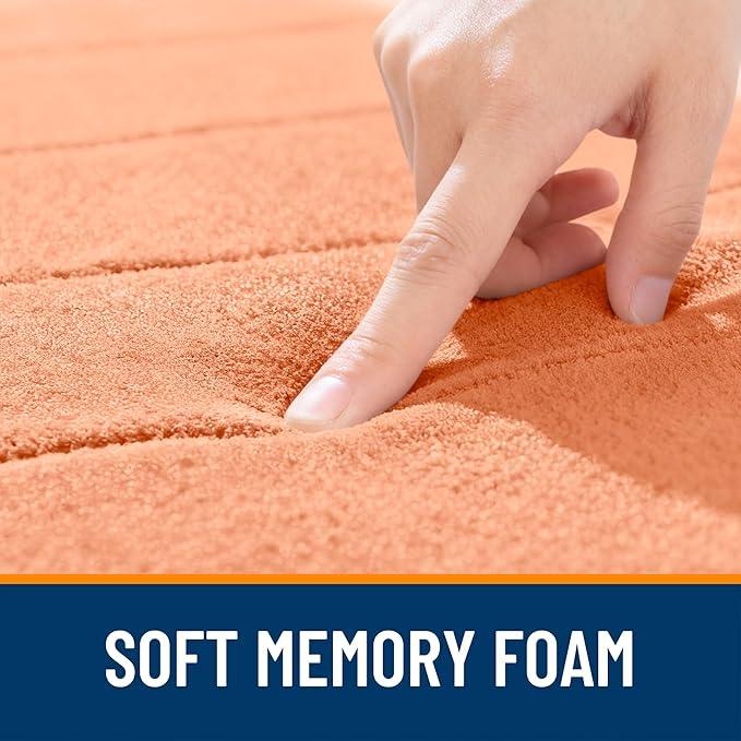 OLANLY Memory Foam Bath Mat 40x32, Super Soft Absorbent Bathroom Rugs, Quick Dry, Machine Washable Shower Floor Rugs, Bathmat Carpet, Bathroom Home Decor Accessories, Peach - ModernBath