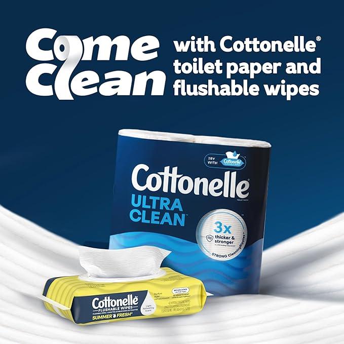 Cottonelle Summer Fresh Scented Flushable Wipes, 8 Flip-Top Packs, 42 Wet Wipes per Pack - ModernBath