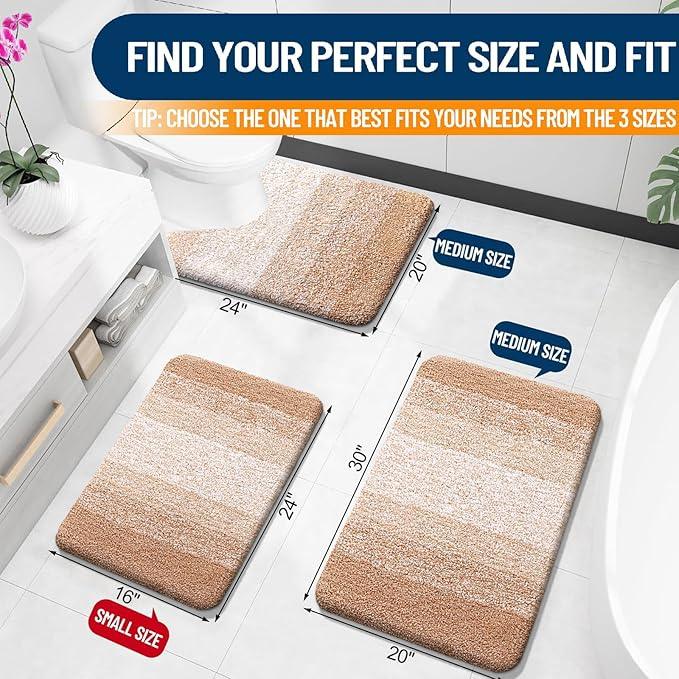 OLANLY Bathroom Rugs Mat 24x16, Extra Soft Absorbent Microfiber Bath Rugs, Rubber Backing, Quick Dry, Machine Washable Bath Mats for Bathroom Floor, Tub and Shower, Home Decor Accessories, Beige - ModernBath