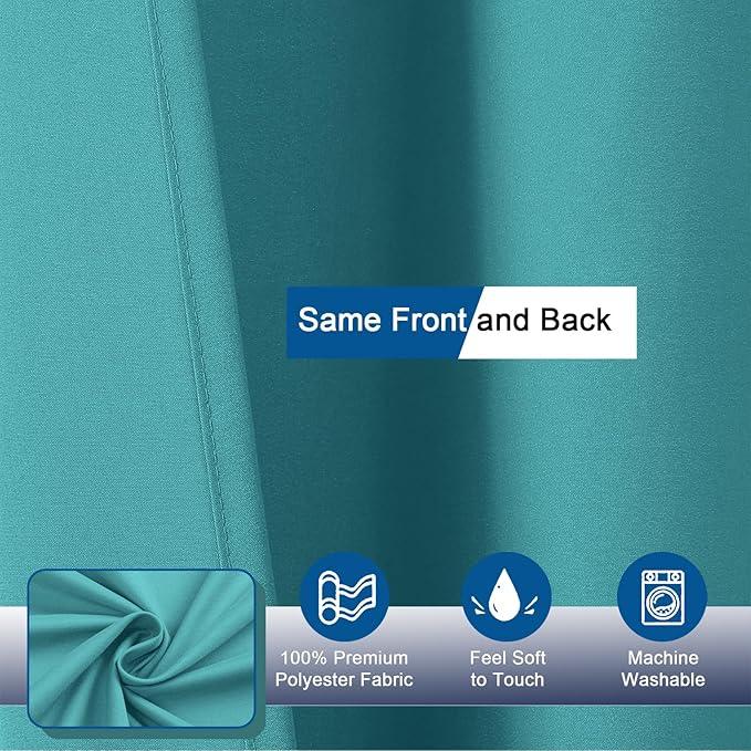 OVZME Zora Solid Turquoise Shower Curtain for Bathroom, Fabric Shower Curtain- Soft Cloth & Hotel Spa Quality, Water Repellent, Machine Washable Shower Curtain Set with 12 Hooks, Grommet Top, 72Wx72L - ModernBath