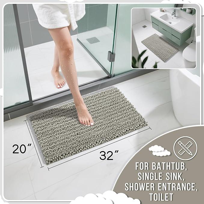 Yimobra Bathroom Rugs Non Slip Washable 32x20 Inch - Ultra Soft Absorbent Chenille Bath Mat, Quick Dry Shaggy Floor Carpet for Tub Shower, Sand Home Decor Accessories - ModernBath