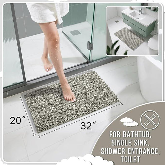 Yimobra Bathroom Rugs Non Slip Washable 32x20 Inch - Ultra Soft Absorbent Chenille Bath Mat, Quick Dry Shaggy Floor Carpet for Tub Shower, Sand Home Decor Accessories - ModernBath