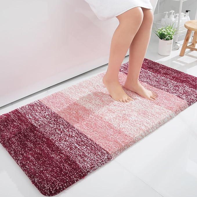 OLANLY Bathroom Runner Rugs 44x24, Extra Soft Absorbent Microfiber Bath Rugs, Rubber Backing, Quick Dry, Machine Washable Bath Mats for Bathroom Floor, Tub and Shower, Home Decor Accessories, Red - ModernBath