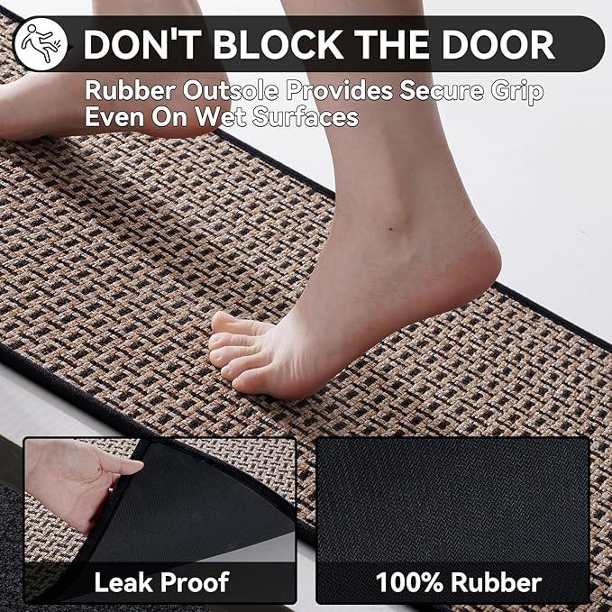 YDKGL Bath Mat Rug-Ultra Thin Non Slip Bath Mats for Bathroom Mat Quick Dry, Rubber Backing Washable Bathroom Rugs Fit Under Door, Absorbent Bath Rugs,Shower Outside,Sink Black 16"x24" - ModernBath