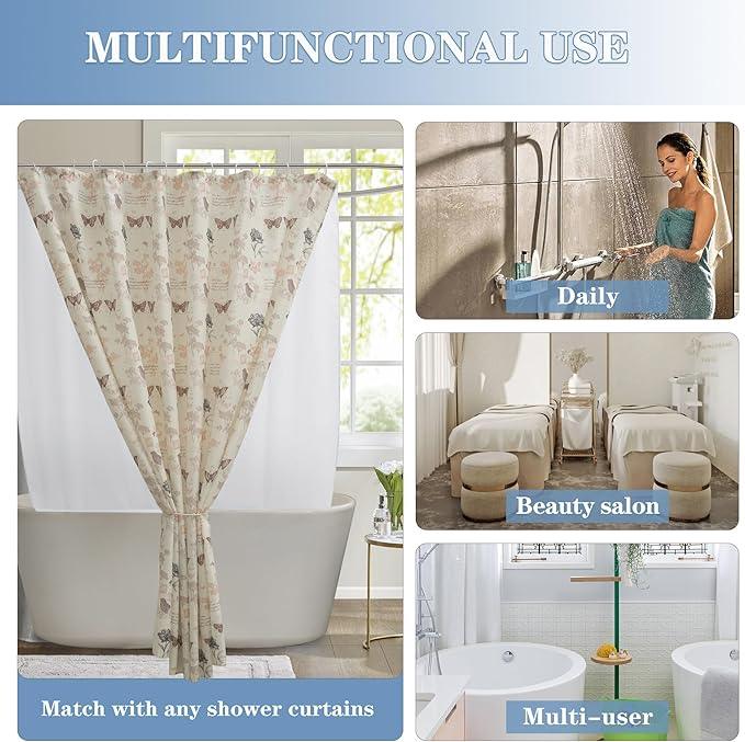 Nasitos Shower Curtain Liners 2 Pack - W36 x H72 - Washable & Water Resistant Fabric Bath Shower Liners for Narrow Stall, Stand Up Shower Stall, RV, Camper (White, 4 Magnets Included) - ModernBath