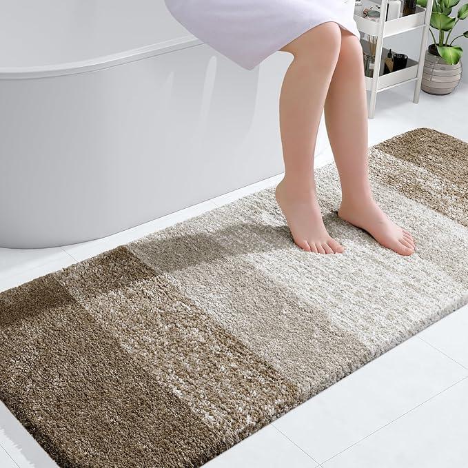 OLANLY Bathroom Runner Rugs 59x24, Extra Soft Absorbent Microfiber Bath Rugs, Rubber Backing, Quick Dry, Machine Washable Bath Mats for Bathroom Floor, Tub and Shower, Home Decor Accessories, Coffee - ModernBath
