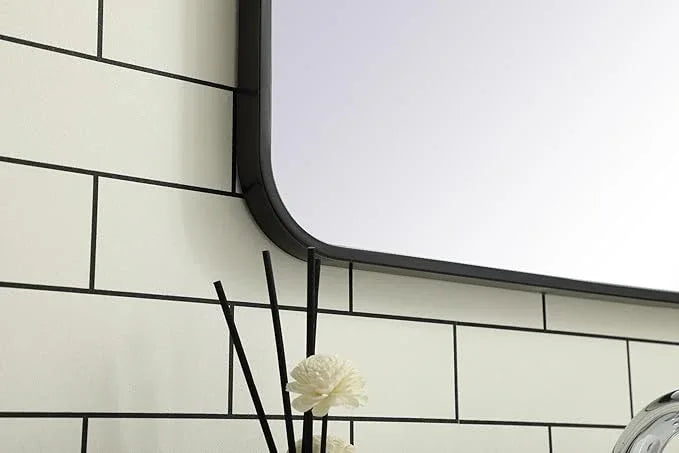 ARS Concepts Aura, Soft Corner Metal Rectangular Mirror 20X36 Inch in, Modern, Black - ModernBath