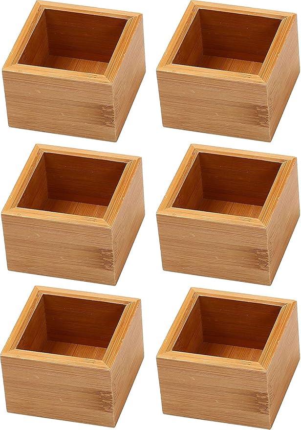 YBM Home Bamboo Drawer Organizer Storage Box for Kitchen Drawer, Junk Drawer, Office, Bedroom, Children Room, Craft, Sewing, and Bathroom, 6 Pack 3x3x2 inch - ModernBath