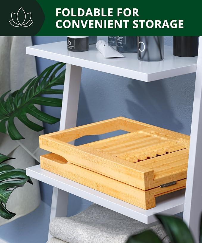 ROYAL CRAFT WOOD Premium Foldable Bathtub Tray Caddy - Wood Bath Tray for Tub, Bamboo Shelf, Expandable Bath Table Trays, Bathtub & Bathroom Accessories for New Home & Mothers, Birthday Gifts for Mom - ModernBath