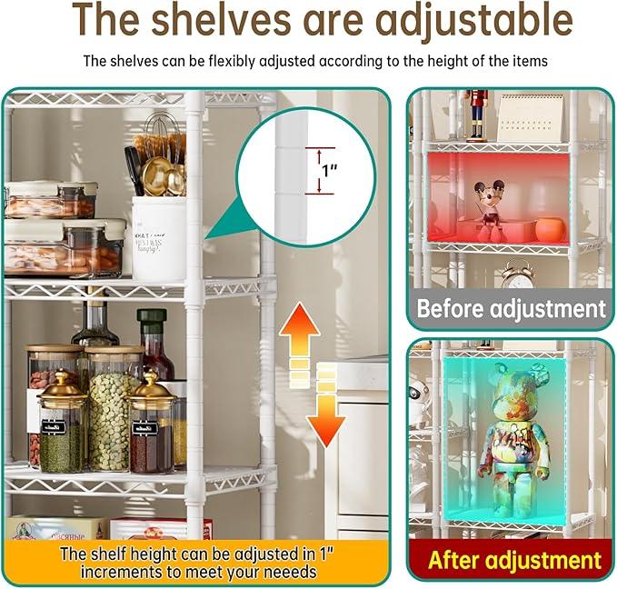 Small 6 tire Shelves Storage Wire Shelving Unit Metal Shelf Adjustable Organizers Storage Shelving for Bathroom Laundry Room Kitchen Pantry10”D x 16”W x 60”H White - ModernBath