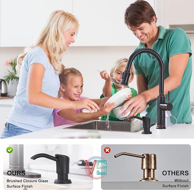 GAGALIFE Built in Counter Soap Dispenser for Kitchen Sink and Extension Tube Kit, Anti-Leakage Upgrade with 40" Tube No More Top Refill, Oil-Rubbed Bronze - ModernBath