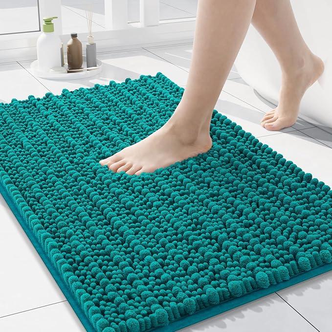 Arotive Luxury Chenille Bathroom Rug Mat, Extra Soft Thick Absorbent Shaggy Bath Rugs, Non-Slip Machine Wash Dry, Plush Bath Mats for Bathroom, Shower and Tub, 24x16, Lake Blue - ModernBath
