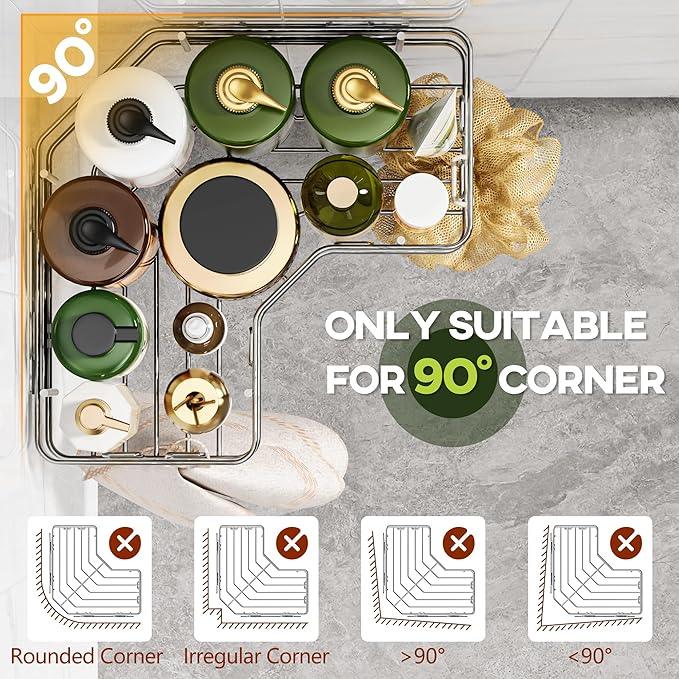 MAXIFFE 3 Pack X-Large Corner Shower Caddy with Soap Holder, Large Capacity Sturdy Easy Install No Drilling Stainless Steel Hold 40 LB Shower Organizer Shelves Rack for Family Renter Bathroom, Silver - ModernBath