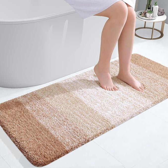 OLANLY Bathroom Runner Rugs 47x20, Extra Soft Absorbent Microfiber Bath Rugs, Rubber Backing, Quick Dry, Machine Washable Bath Mats for Bathroom Floor, Tub and Shower, Home Decor Accessories, Beige - ModernBath