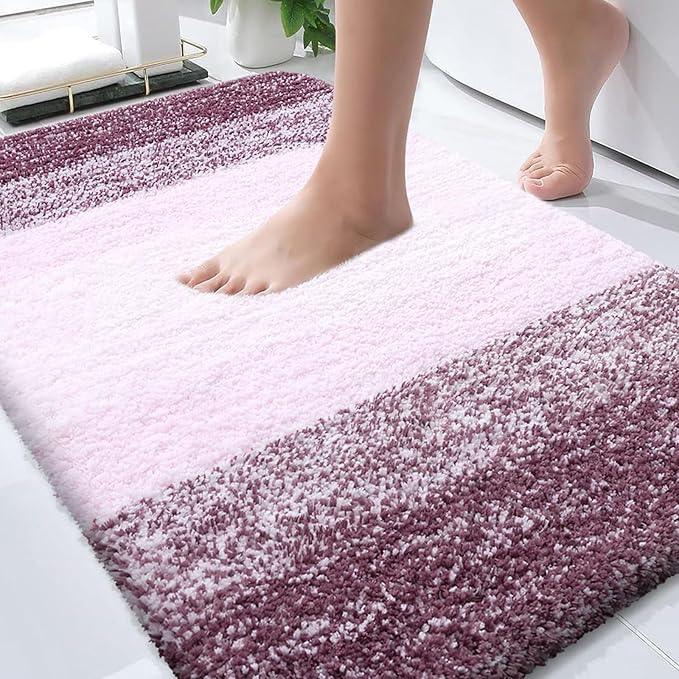 OLANLY Bathroom Rugs Mat 30x20, Extra Soft Absorbent Microfiber Bath Rugs, Rubber Backing, Quick Dry, Machine Washable Bath Mats for Bathroom Floor, Tub and Shower, Home Decor Accessories, Mauve - ModernBath