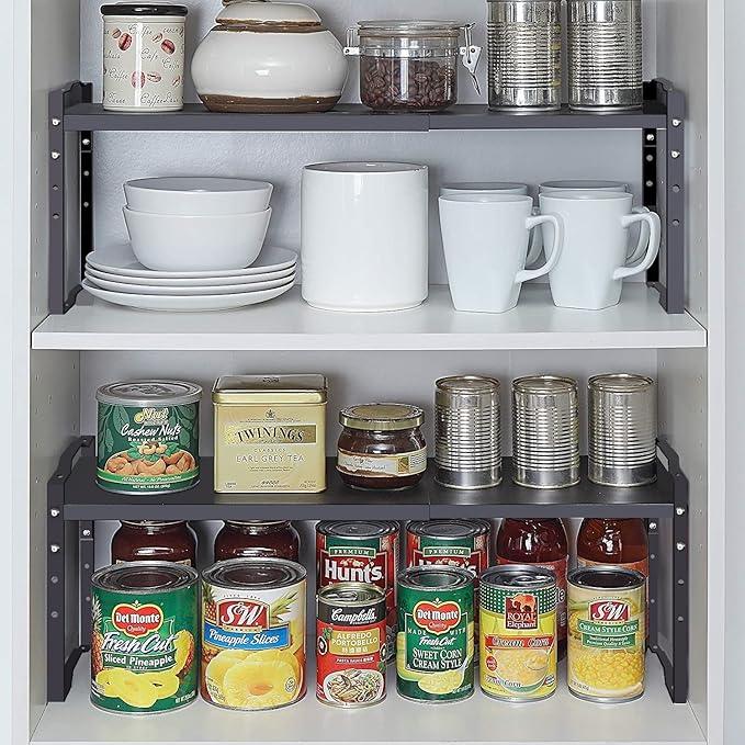 Jojocross Expandable Shelf for Cabinet Organizer Adjustable Stackable Spice Rack at Kitchen and Bathroom More, Counter Countertop Cupboard Organization Pantry Storage(LARGE/1PACK/BLACK) - ModernBath