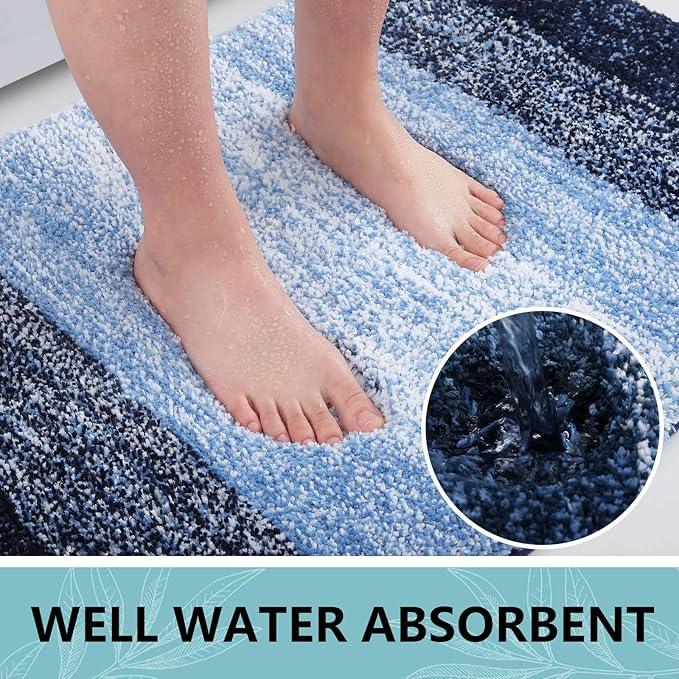 Arotive Microfiber Bathroom Rugs, Shaggy Soft and Absorbent Bath Rug, Non-Slip, Thick Plush Machine Washable Dry Bath Mats for Bathroom, Tub and Shower, 24x16, Blue - ModernBath