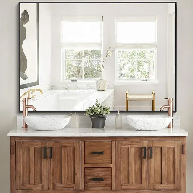 DESBING Black Bathroom Mirror for Wall, 30x48 Inch Rectangle Mirrors with Metal Frame, Modern Vanity Wall Mirror Decor for Entryway Hangs, Bathroom, Living Room Horizontal or Vertical - ModernBath