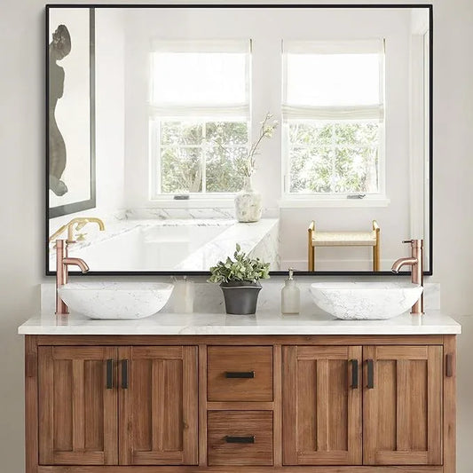 DESBING Black Bathroom Mirror for Wall, 30x48 Inch Rectangle Mirrors with Metal Frame, Modern Vanity Wall Mirror Decor for Entryway Hangs, Bathroom, Living Room Horizontal or Vertical - ModernBath