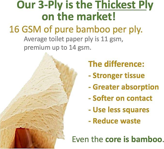 Purafide 100% Natural Bamboo Toilet Paper, Paper Towel Rolls, tree-free, unbleached, 3-Ply, 4 Paper Towel and 8 Large Toilet Paper Rolls (Home Pack Plus) - ModernBath