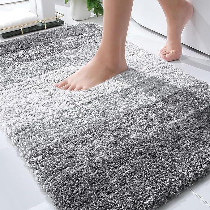 OLANLY Bathroom Rugs Mat 36x24, Extra Soft Absorbent Microfiber Bath Rugs, Rubber Backing, Quick Dry, Machine Washable Bath Mats for Bathroom Floor, Tub and Shower, Home Decor Accessories, Grey - ModernBath