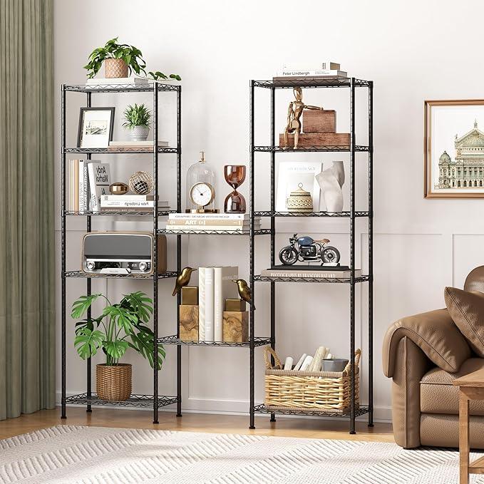 HOMEFORT 6-Shelving Unit, Adjustable Wire Shelving, Metal Wire Shelf Rack Organizer for Kitchen, Pantry, Closet, Bathroom, Laundry, Black,21" W x 11" D x 69" H - ModernBath