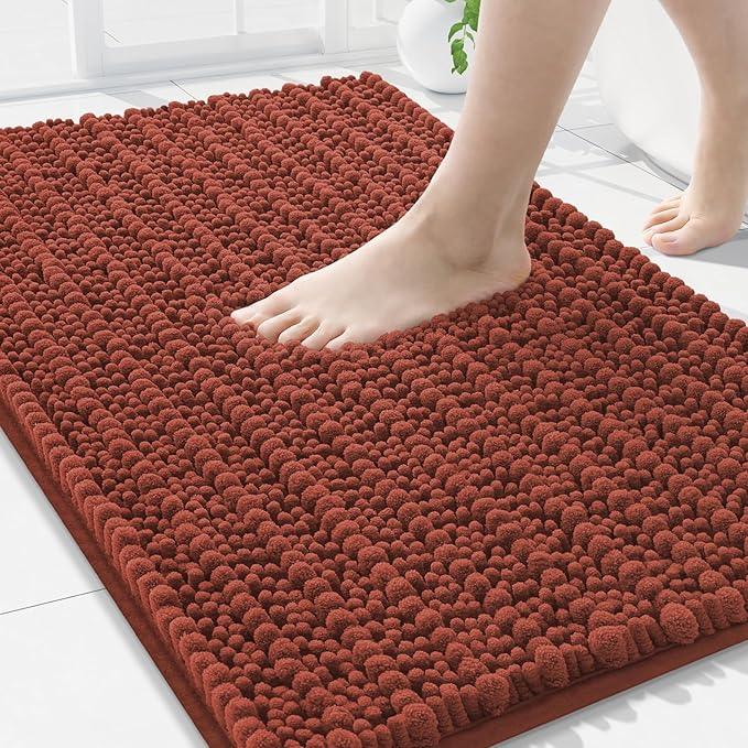 Arotive Luxury Chenille Bathroom Rug Mat, Extra Soft Thick Absorbent Shaggy Bath Rugs, Non-Slip Machine Wash Dry, Plush Bath Mats for Bathroom, Shower and Tub, 30x20, Rustic Terracott - ModernBath