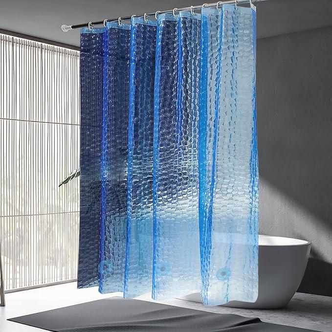LQFMEHOT EVA Blue Shower Curtain Liner, 3D Water Cube 5G Shower Liner with 12 Rustproof Metal Grommets and Weighted Magnets, Waterproof Duty for Bathroom 72 x 72 - ModernBath
