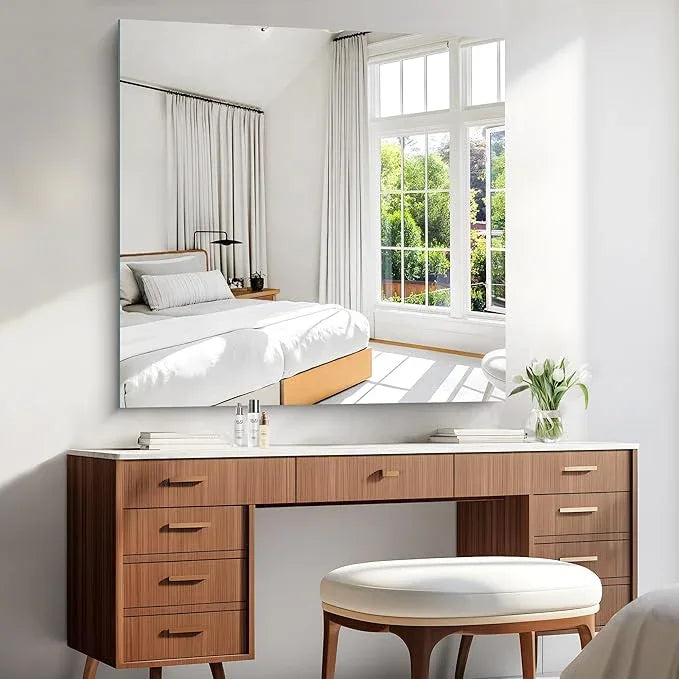 KOCUUY Large Frameless Mirror, 42x42 Inch Square Bathroom Vanity Mirror for Over Sink, Upgraded Shatterproof Unframed Design for Bedroom, Living Room, Entryway - ModernBath