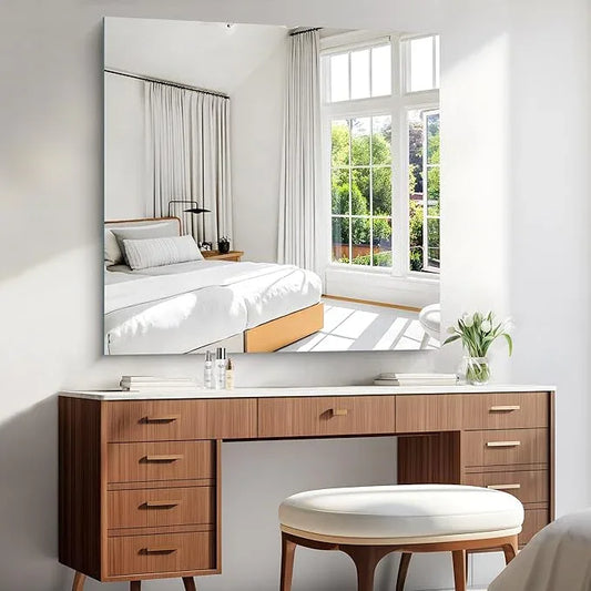 KOCUUY Large Frameless Mirror, 42x42 Inch Square Bathroom Vanity Mirror for Over Sink, Upgraded Shatterproof Unframed Design for Bedroom, Living Room, Entryway - ModernBath
