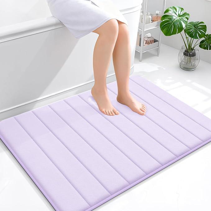 OLANLY Memory Foam Bath Mat 40x32, Super Soft Absorbent Bathroom Rugs, Quick Dry, Machine Washable Shower Floor Rugs, Bathmat Carpet, Bathroom Home Decor Accessories, Lavender - ModernBath