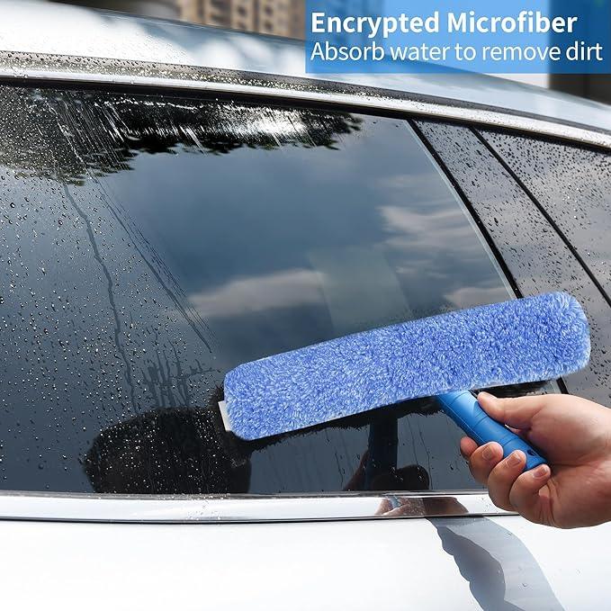 HYCDFCS Squeegee with Shelf Storage for Window Cleaning,Window Cleaning Squeegee kit with Bucket&Microfiber Scrubber,Bathroom,Shower Doors,Mirrors,Tiles,and Car Windows Blue - ModernBath