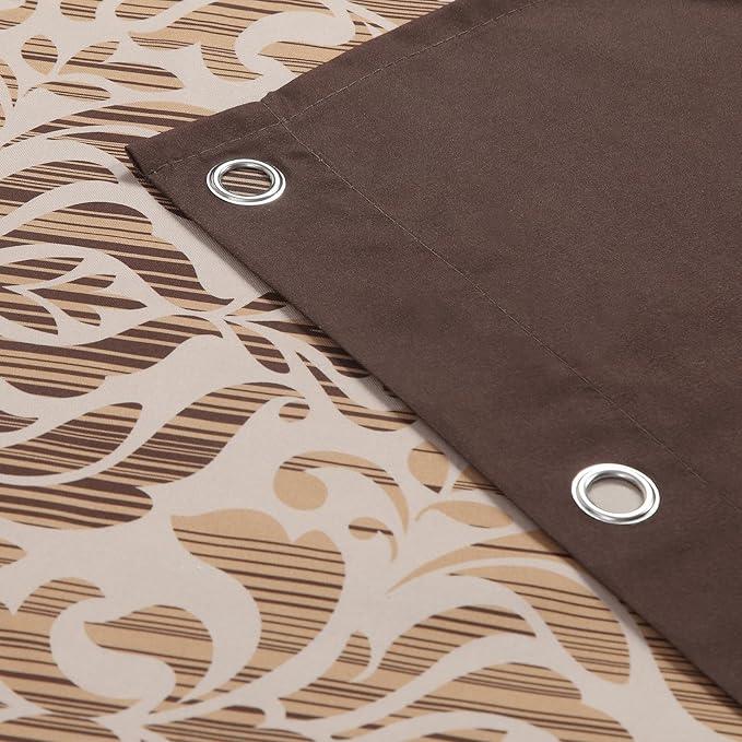 BESTRIPES Extra Long Fabric Shower Curtain, Soft & Lightweight Brown Damask Print Shower Curtains for Bathroom, 72" W x 84" H - ModernBath
