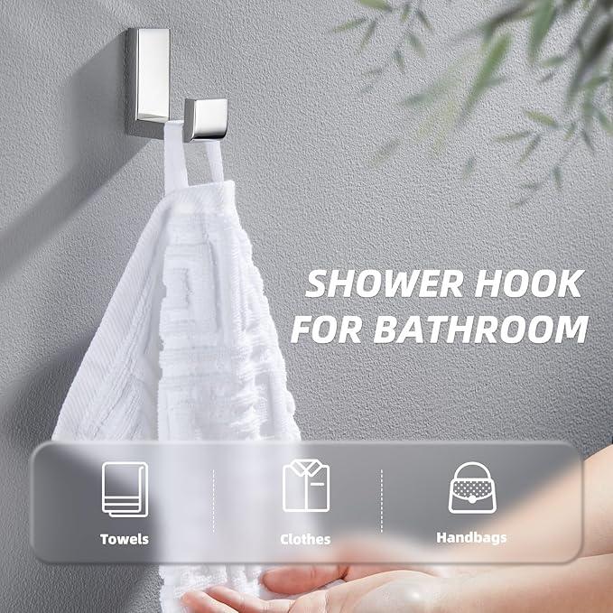 APLusee Polished Chrome Bath Towel Hook, 304 Stainless Steel L Shape Coat Hanger, Bathroom Home Accessory Wall Mount - ModernBath